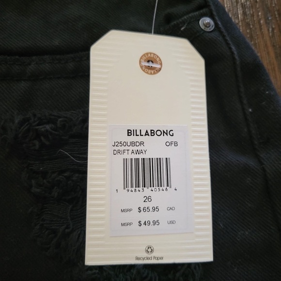Billabong Shorts Black Sz 26 Drift Away Denim Raw Hem Distressed 2”  Inseam - Picture 2 of 8